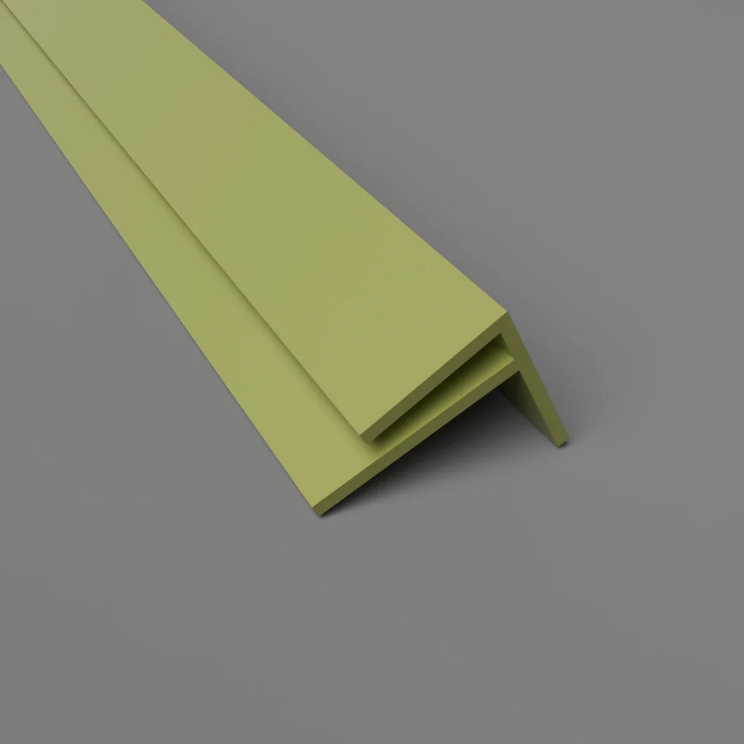 PVC-F-Außenwinkelprofil 15 mm – Eckschutz und Wandverkleidung – Olivgrün, 3050 mm, Satin-Finish