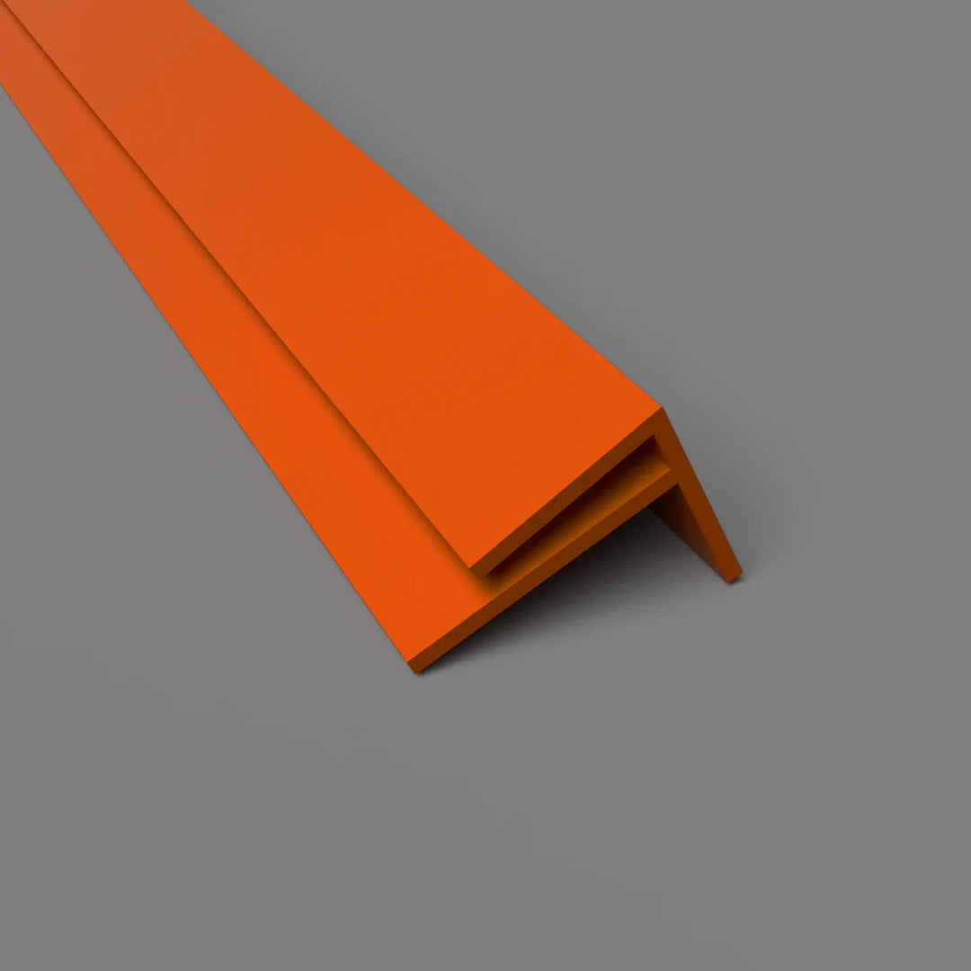 PVC-F-Außenwinkelprofil 15 mm – Eckschutz und Wandverkleidung – Orange, 3050 mm, Satin-Finish