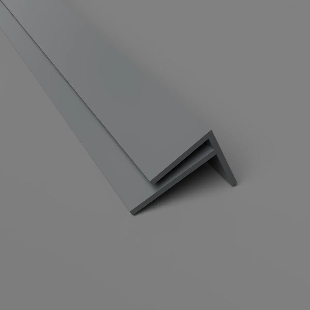 PVC-F-Außenwinkelprofil 15 mm – Eckschutz und Wandverkleidung – Titangrau, 3050 mm, Satin-Finish