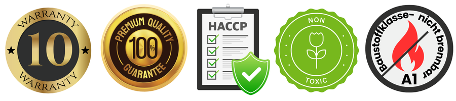 Garantie - Qualität - HACCP - Ungiftig - Baustoffklasse A