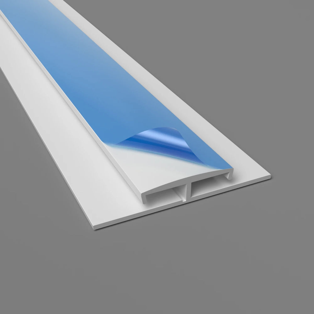 PVC-H-Profil in Weiß für die nahtlose Verbindung von Wandverkleidungen, passend für 1,5–3 mm dicke Platten, einfache Montage.