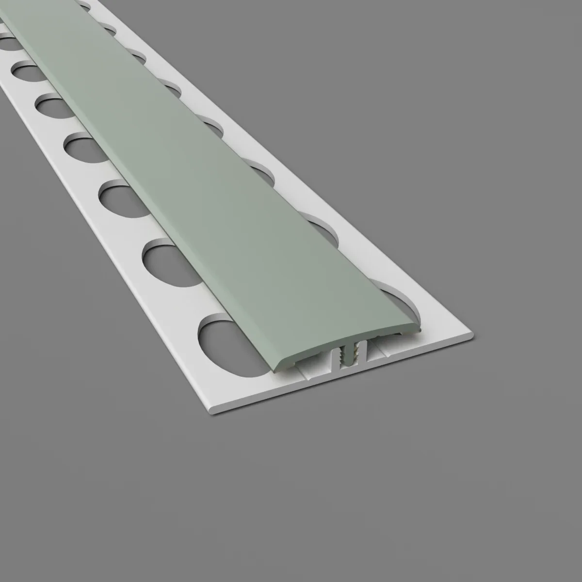 Zweiteilige H-Trennleiste in avocadogrün für PVC-Wandverkleidungen – stabile Verbindung und saubere Optik