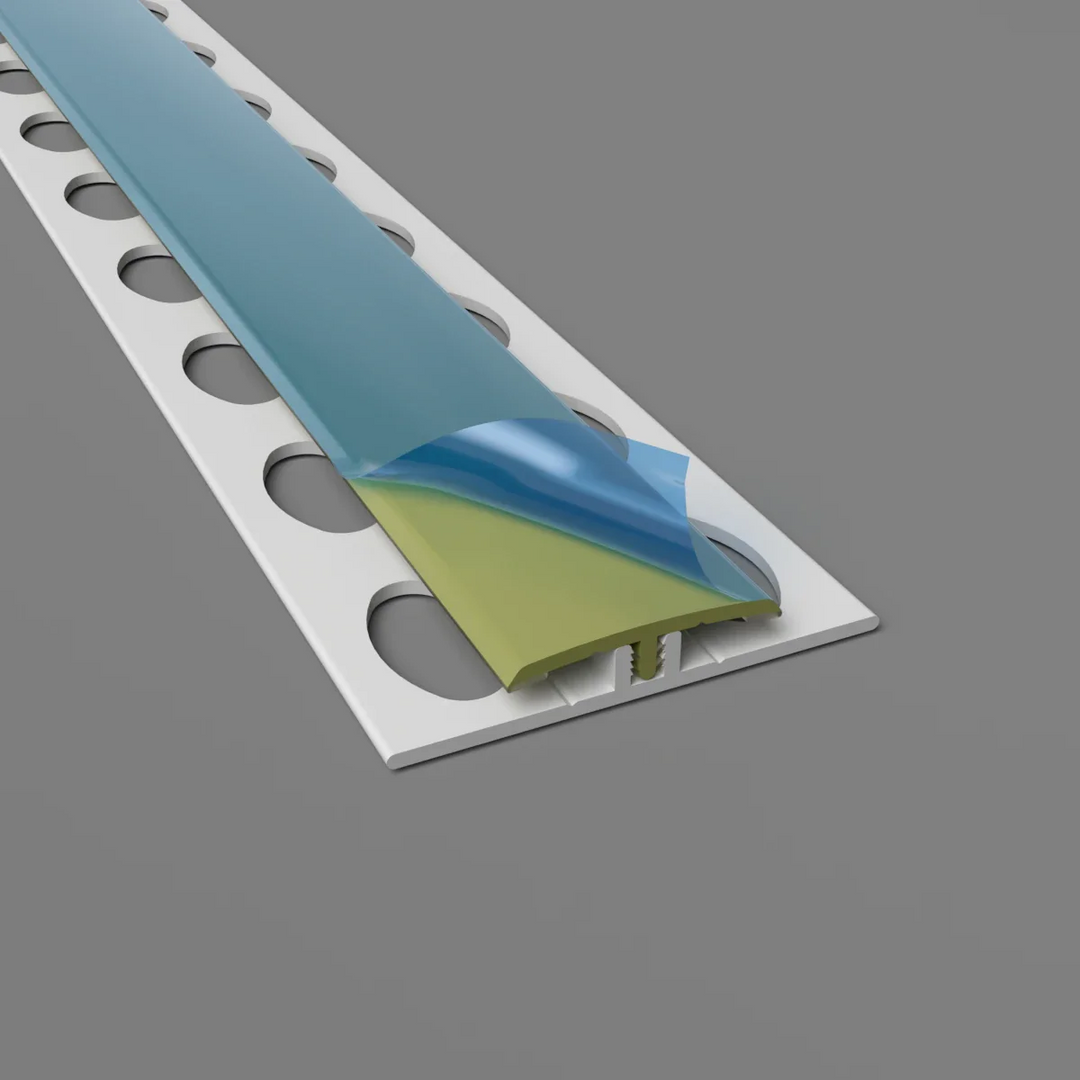 Zweiteilige H-Trennleiste in olivgrün mit Schutzfolie – optimal für hygienische Wandverkleidungen